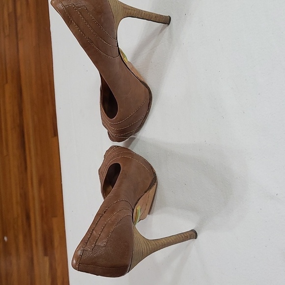 LAMB Vero Cuoio Womens Brown Leather Stilettos Peep Toe Size 6.5 GUC - Picture 8 of 12
